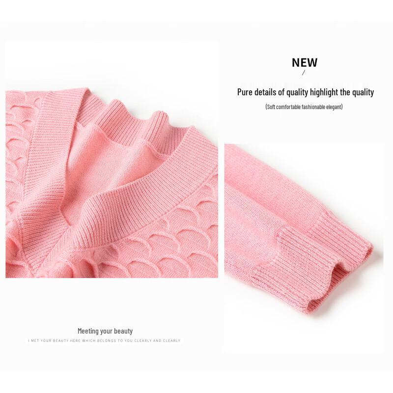 TUHUANG Women's Pure Wool V-Neck Sweater