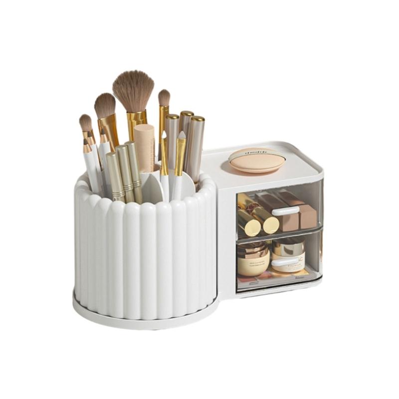 Large Capacity Rotating Pen Holder Desktop Drawer Makeup Organizer Stationery Box Case School Office Desk Storage Shelf