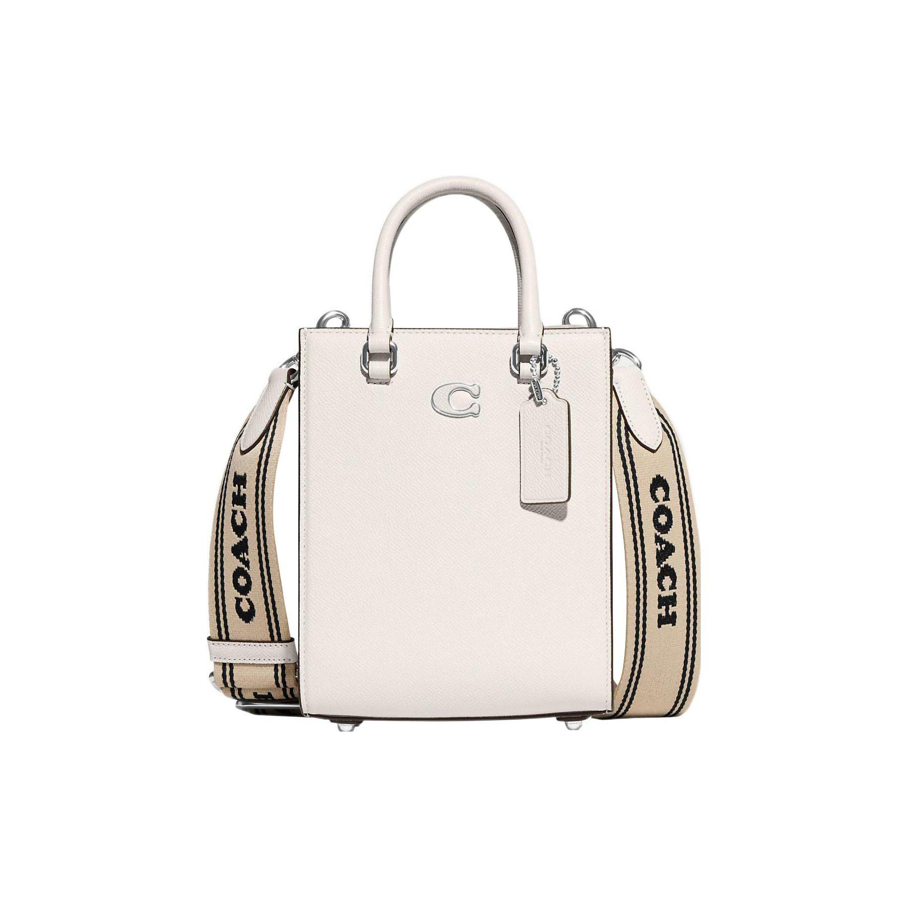 

Coach 16 Solid Color Embossed Logo Embroidered Shoulder Strap Tote Bag Women Tote White CJ795-CHK Basic Set (Bag+Dust Bag)
