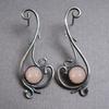 Vintage Round Inlaid Pink Stone Hollow Earrings Geometric Creativity Silver Color Dangle Earrings for Women Jewelry