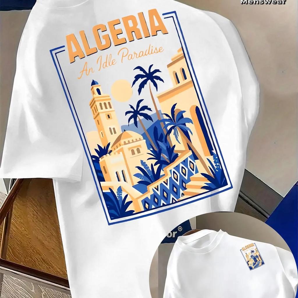 Algerisches Reise-Unisex-T-Shirt Ein untätiges Paradies Retro-Muster Streetwear Top