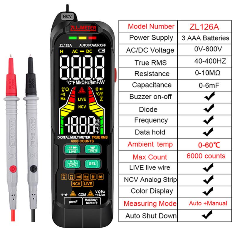 Multimetro Digital Profesional Multimeter 9999 T-RMS LCD Multimetre DC AC Current Voltage Tester Capacitance Diode Usb Tester