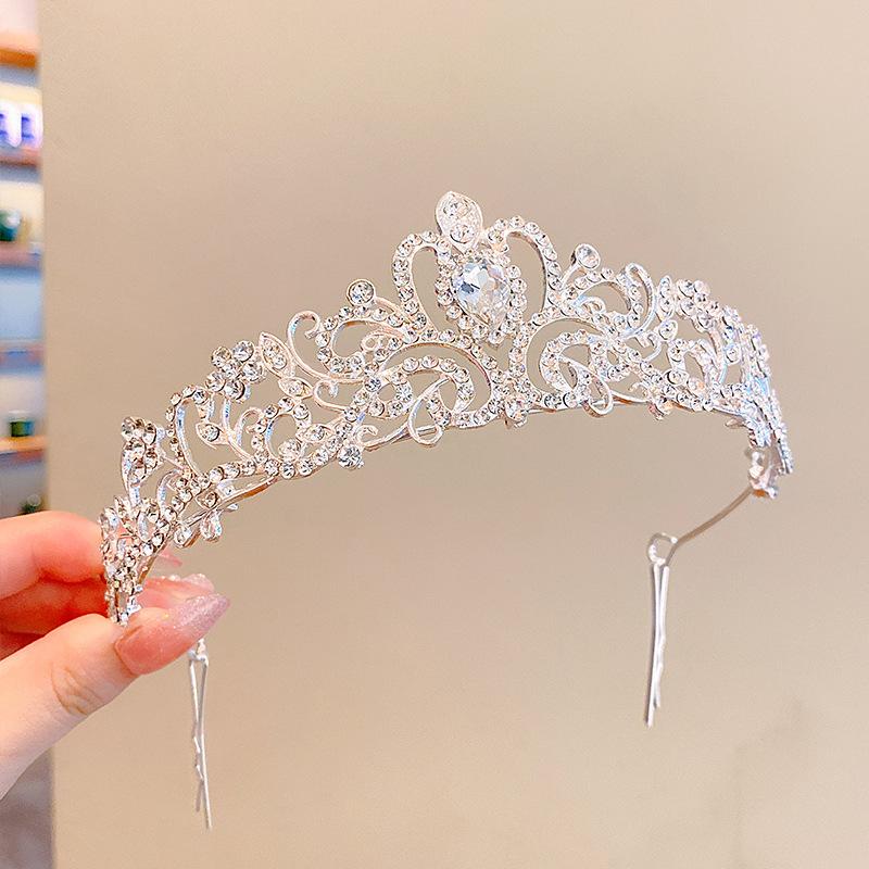 

Украшение на день рождения для маленькой девочки, заколка для волос, детская повязка на голову, корона, детский головной убор принцессы с кристаллами и жемчугом, украшения для волос