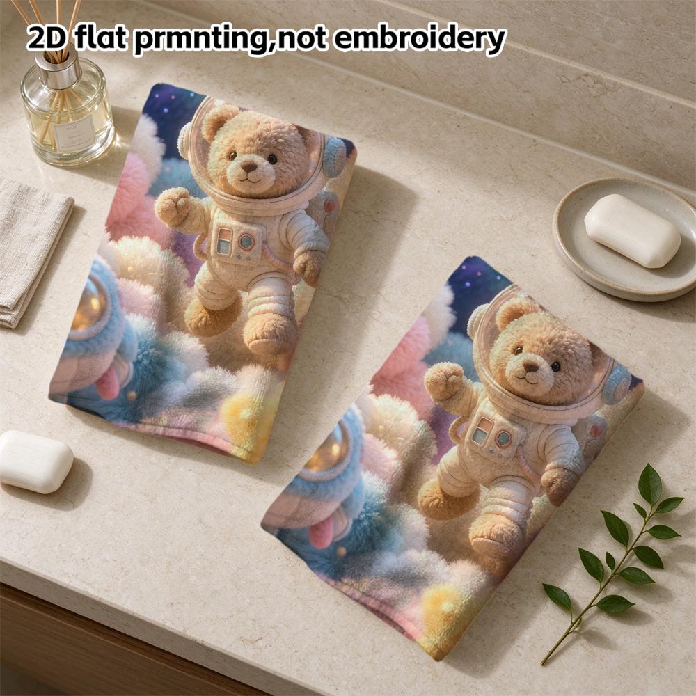 Space Astronaut Bear Towel, Quick Dry Absorbent Bath Towel, Fluffy Kids Shower Towel for Home
