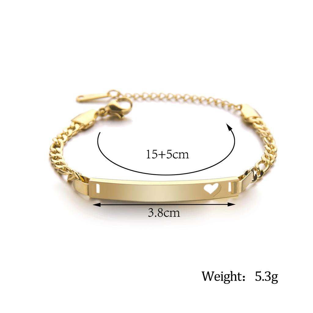 Atoztide Personalized Engrave Name Date Bracelet Set Stainless Steel For \Women Men Adjustable Link Cuban Chain Jewelry Gift