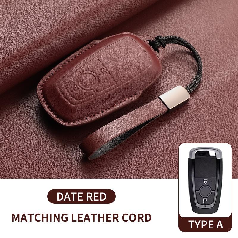 Leather Car Key Case Cover For Ford Focus Explorer Edge Mustang Fusion Mondeo Kuka Escape F250 F350 F450 F550 Galaxy Auto Parts