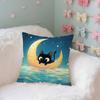 Cute Black Cat Case Plush Fabric Soft Pillowcase Double Sided Print Cushion Cover Household Gifts