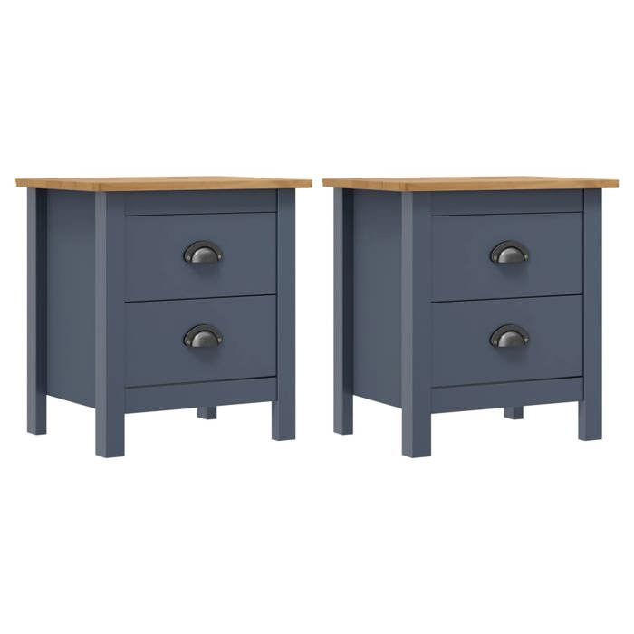 VidaXL Bedside Tables Hill 2 Pcs Grey 46x35x49.5 Cm Pine Wood 288909