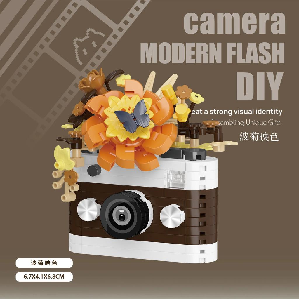 Creative Camera&Flowers Building Blocks DIY Toys Small Particle Bricks Assembly Puzzle Toys For Kids Gifts Sets