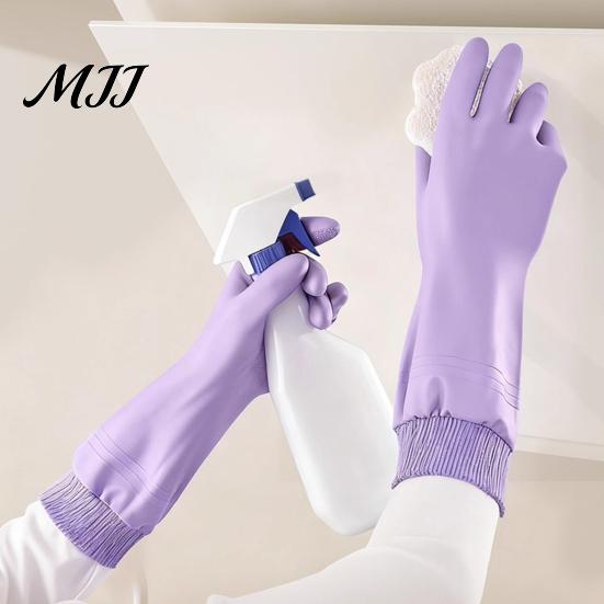 Thickened Velvet Cleaning Gloves Fleece Lined Dishwashing for Housework, Waterproof PVC Rubber Gloves, Anti-slip Heavy Duty Grip Warm Lining
