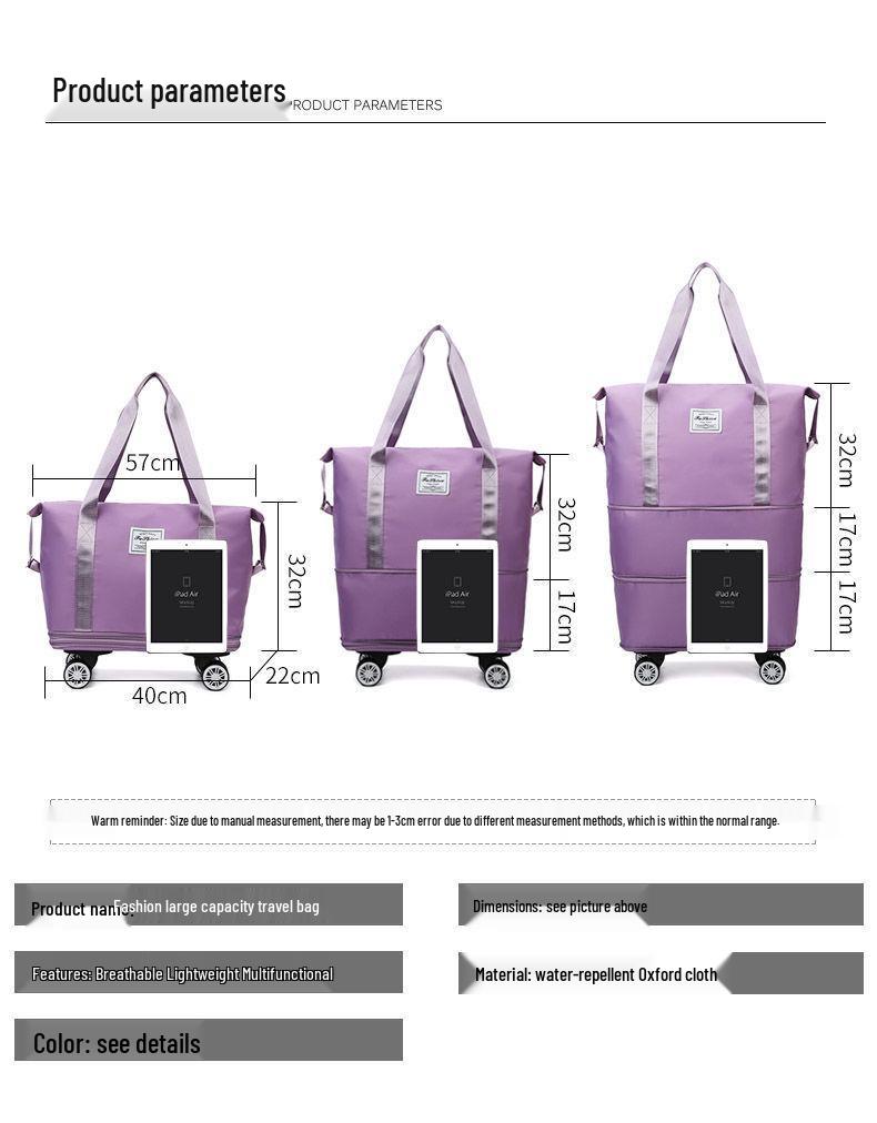 Large-Capacity Wheeled Waterproof Travel Bag for Short Trips