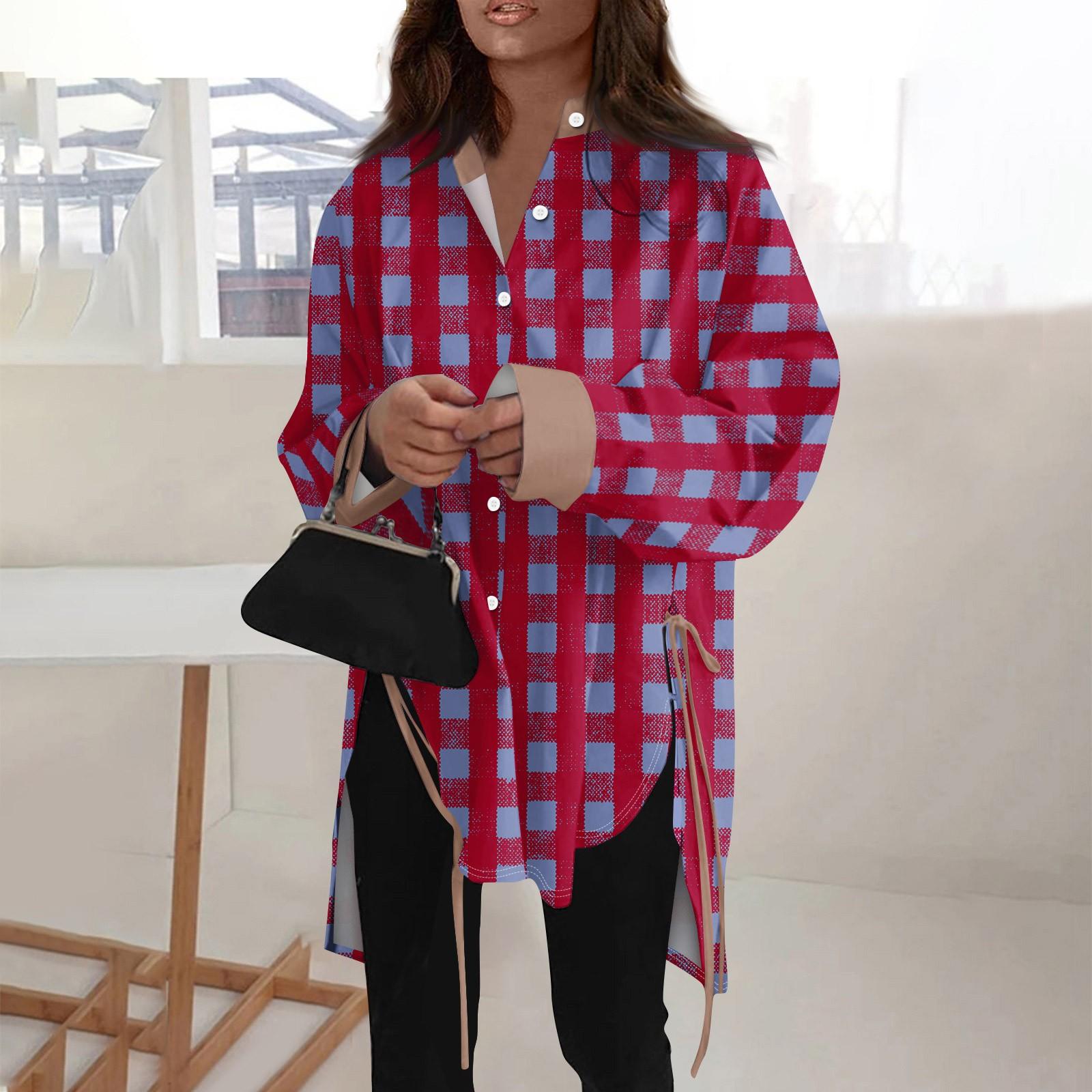 

Модная повседневная однотонная рубашка с длинными рукавами и лацканами свободного типа для женщин S