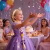 Girls Rapunzel Long Hair Princess Headwear Set Braided Crown Bow Accessories Dress Matching for Birthday DIY Party Supplies