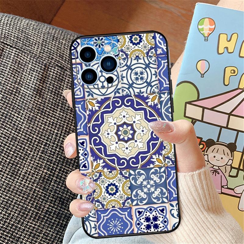 Moroccan Tile Phone Case For iPhone 16 15 14 Pro Max 11 12 13 Pro Max Mini XR 16e 16 15 Plus Bumper Cover