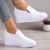Fashion Spring New Inside Heightening Sneakers Casual Round Toe Deep Mouth Versatile Platform Wedge Slip-On Loafers