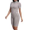 High-End Comfort Sports Yoga Tight-Fit Zipper Short Sleeve Jumpsuit