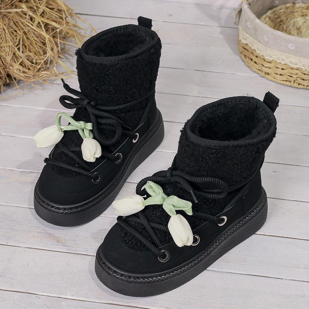 2025 winter new foreign trade large size thick-soled casual snow boots Northeast warm versatile short plush cotton boots
