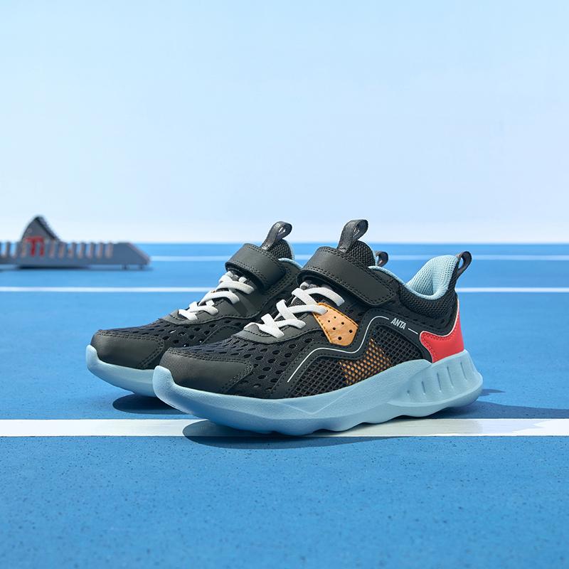 Anta Antiskid Wear-Resistant Low-Top Running Shoes Kids Sneakers Black Blue A312325523J-1