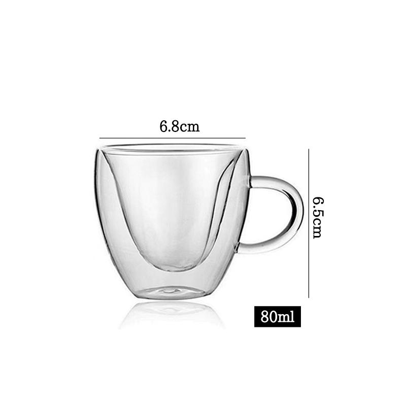 1Pcs 80-450ML Double Coffee Glasses Double Insulated Glass Cups For Hot & Cold Coffee Milk Transparent Mug With Handle Glasses