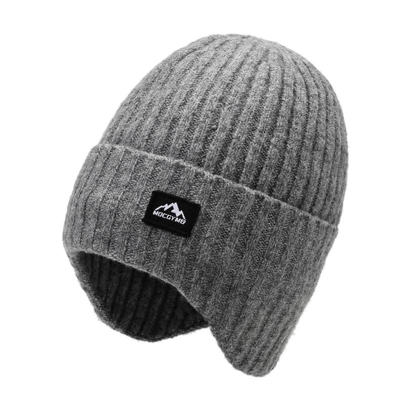 

Men s Velvet Hat Warm Ear Protection Thick Wool Knitted Hat Outdoor Cold-Proof Pullover Hat светло-серый