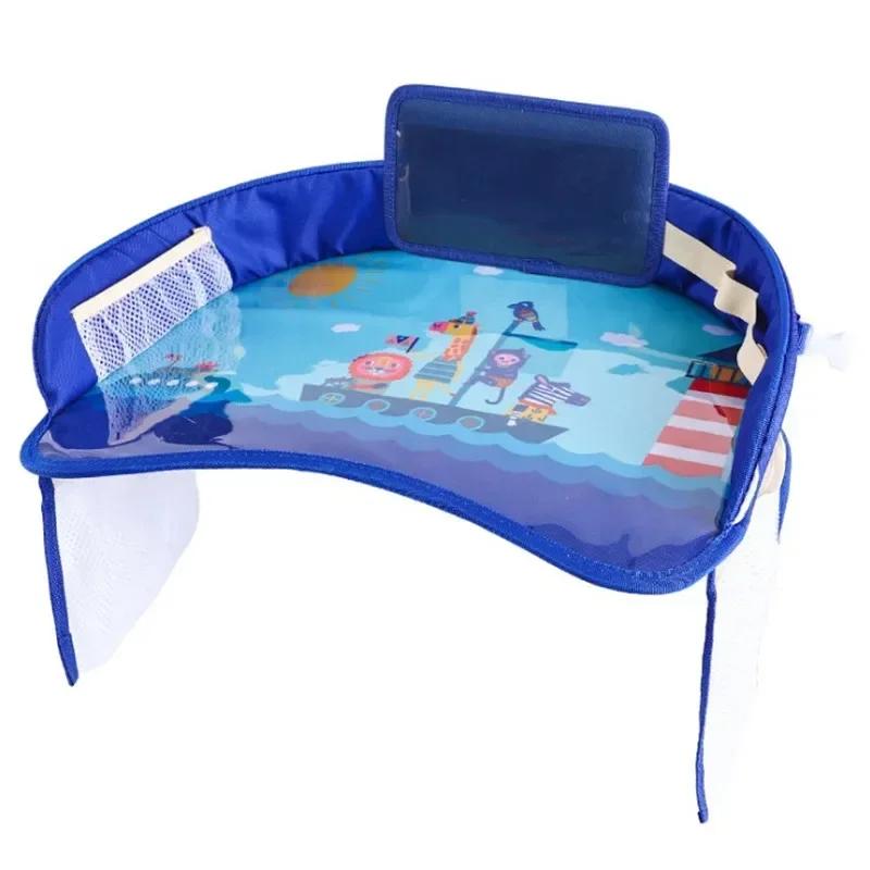 Kids Travel Tray Car Seat Activity and Play Tray Organizer for Children and Toddlers Lap Desk with Tablet Phone Holder Foldable