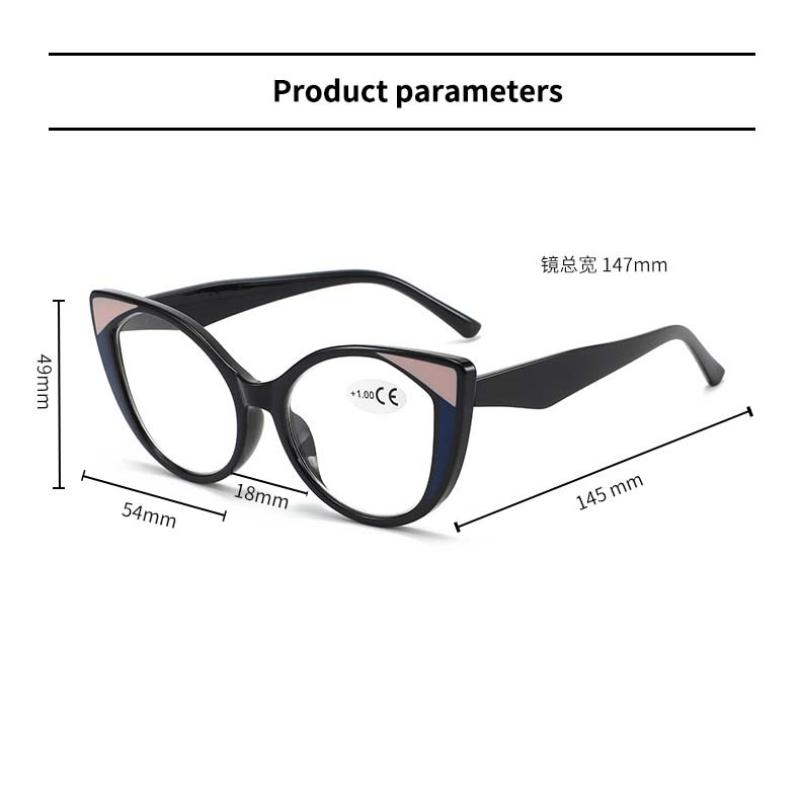 New Fashionable Cat Eye Photochromic Presbyopia Glasses Ladies' Versatile High-end Color Blocking Anti Blue Light Glasses