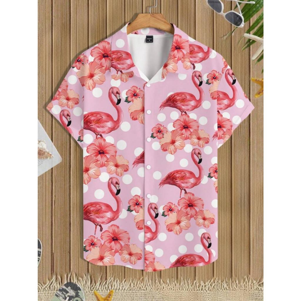 2025 New Summer Daily Fashion Short-sleeved Shirts 3D Flower-printed Men's Casual Shirts Outdoor Beach Hawaiian Style Shirts