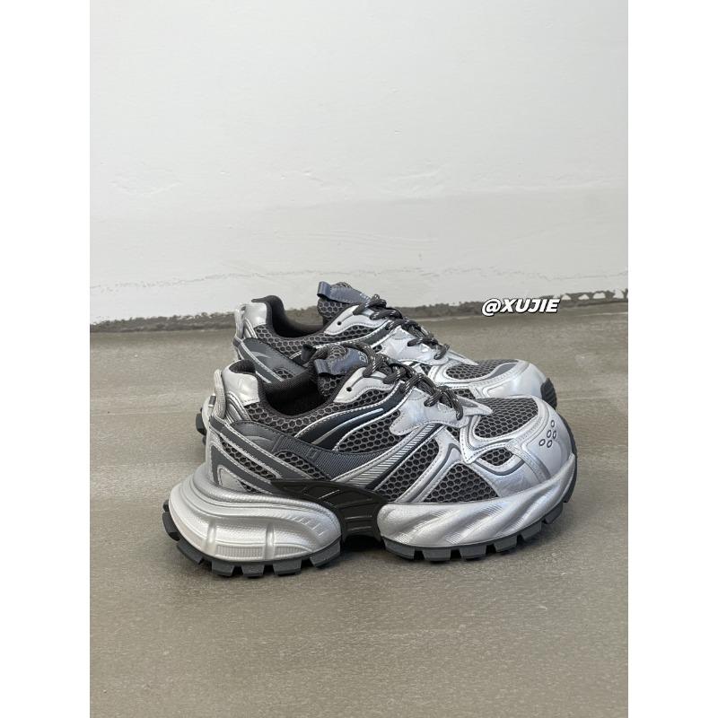 

New casual comfortable versatile fashion dad shoes women s retro breathable lace-up thick-soled heightening running shoes 39 срібло сірий колір