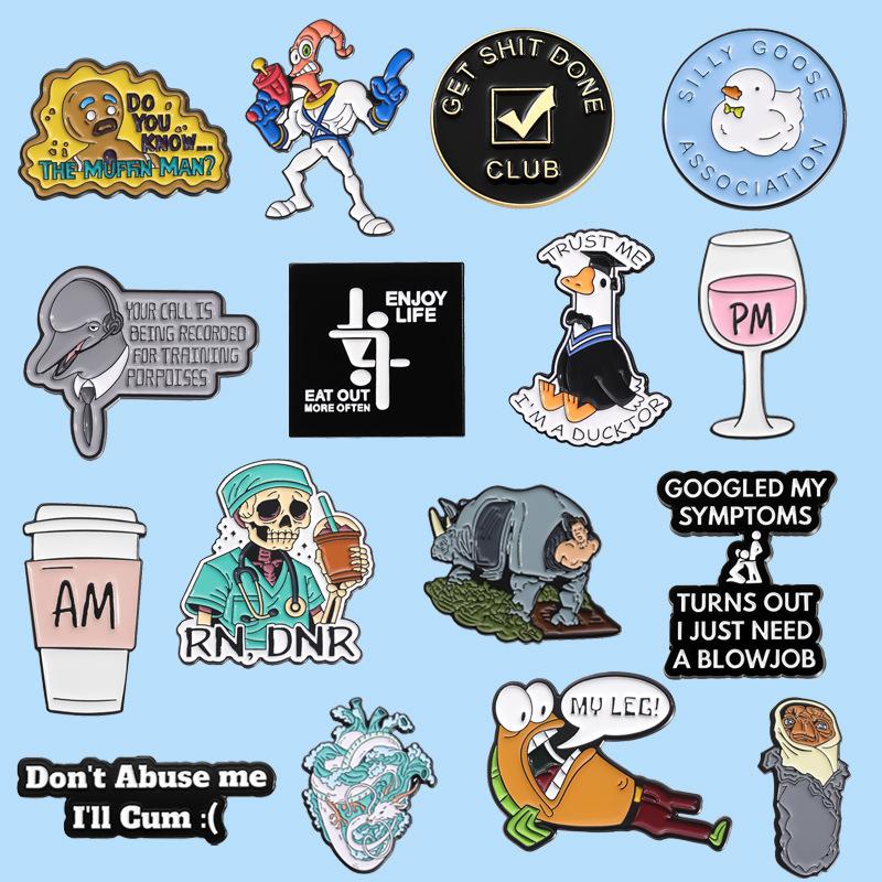 Cartoon Adorable Animal Alphabet Metal Badge Cute Brooch Accessory Set For All Ages