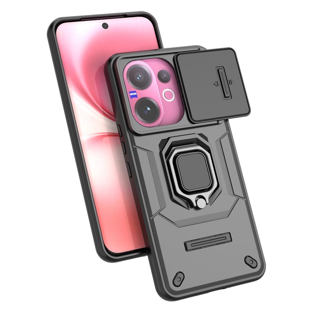 For vivo V60 5G Case PC+TPU Kickstand Phone Protector with Lens Cover