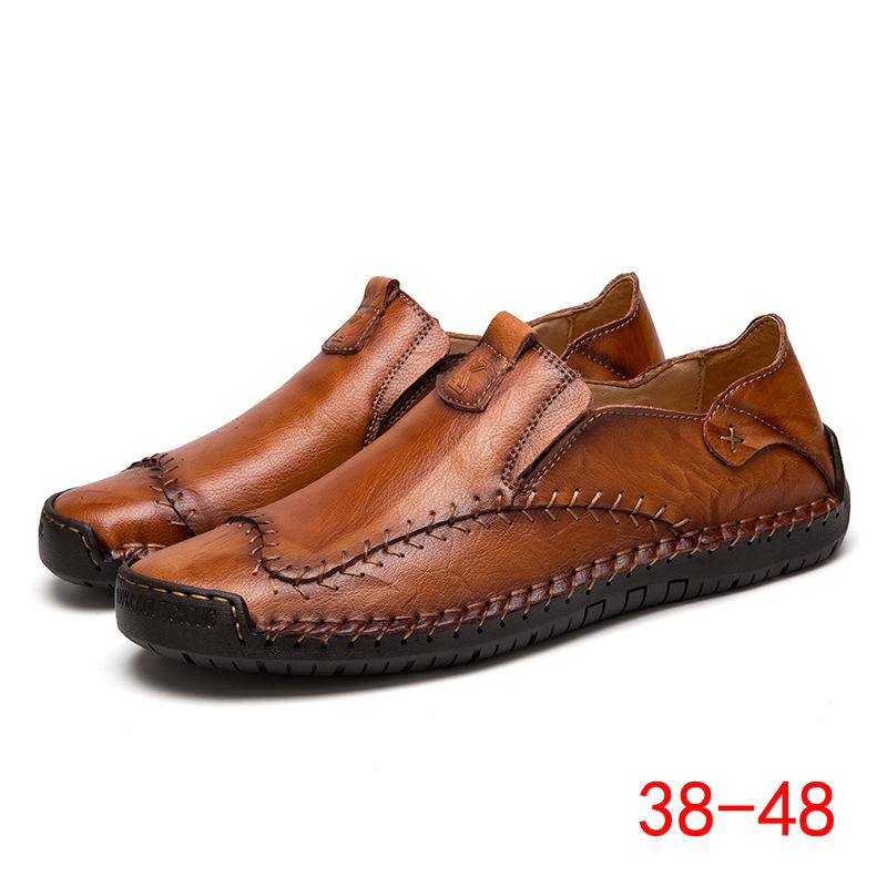 Spring 2020 Men's Large Size Leather Driving Moccasins - Retro Business Casual Shoes