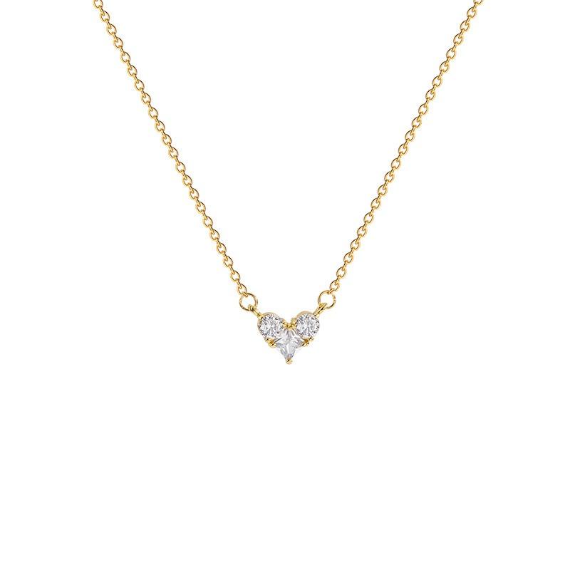 Women Fashion Luxury Zircon Inlaid Heart Pendant Clavicle Chain Necklace