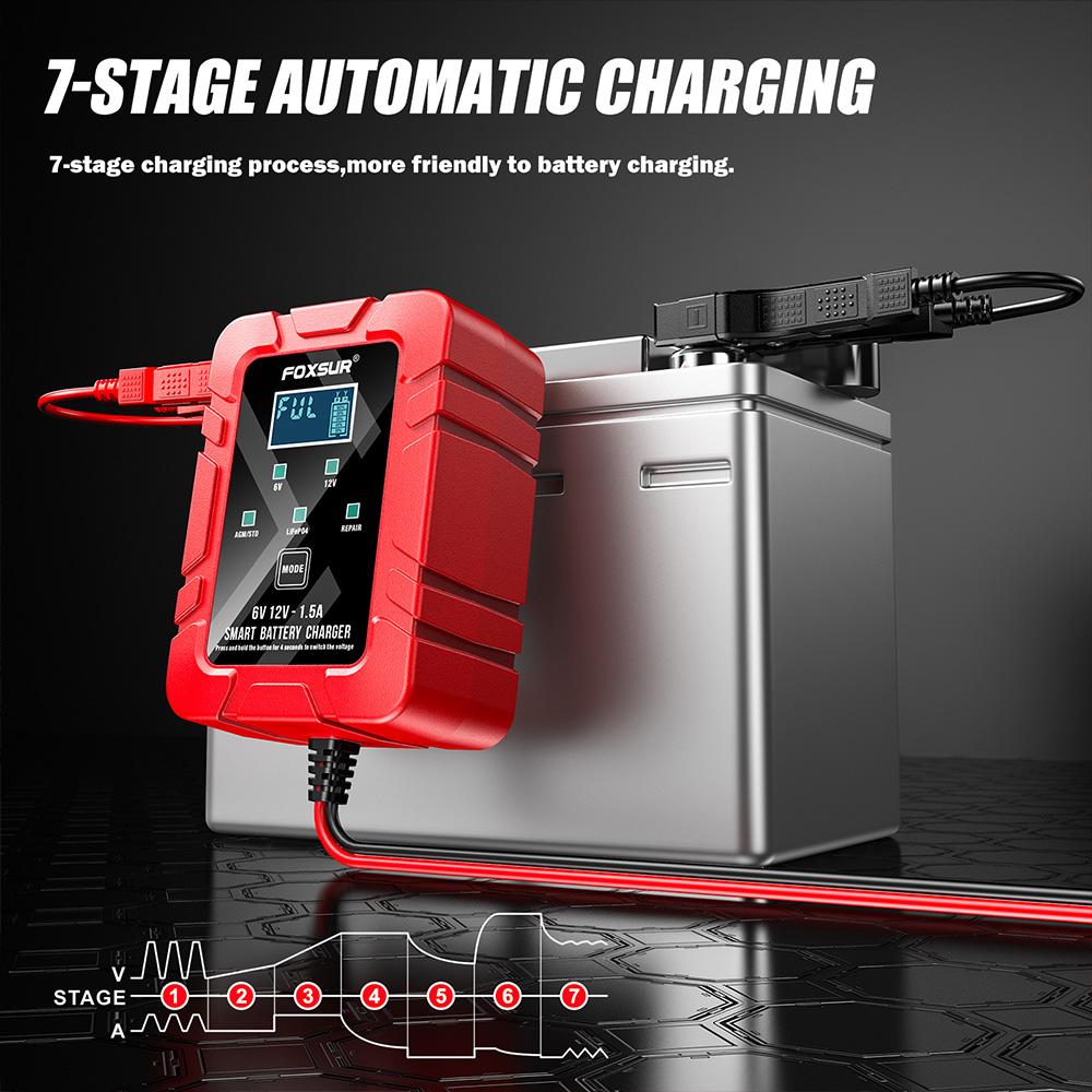 6V 12V 1.5A Automatic Smart Trickle Battery Charger Maintain Motorcycle Battery for Lead-acid GEL AGM SUV Boat for Honda