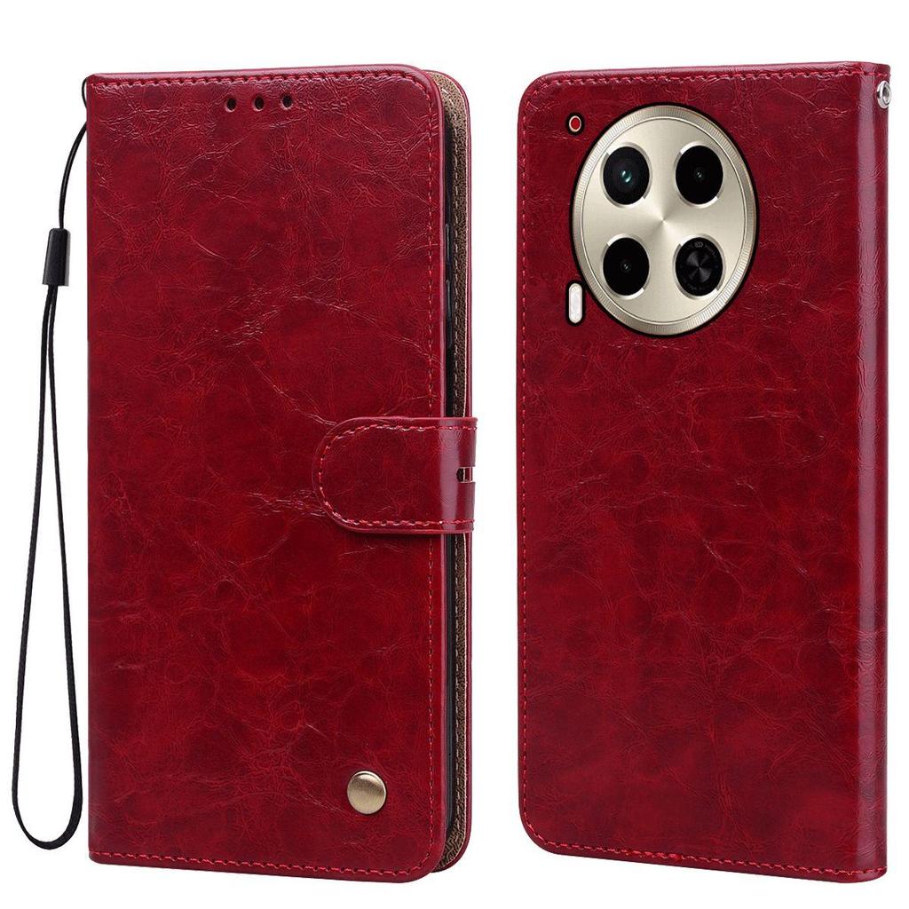 Vintage Crazy Horse Texture PU Leather Flip Wallet Phone Case for TECNO CAMON 30 4G/5G Card Holder Kickstand Shockproof Protective Cover