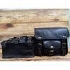 Handmade Black Leather Motorcycle Saddlebag Set: Panniers & Tool Pouch