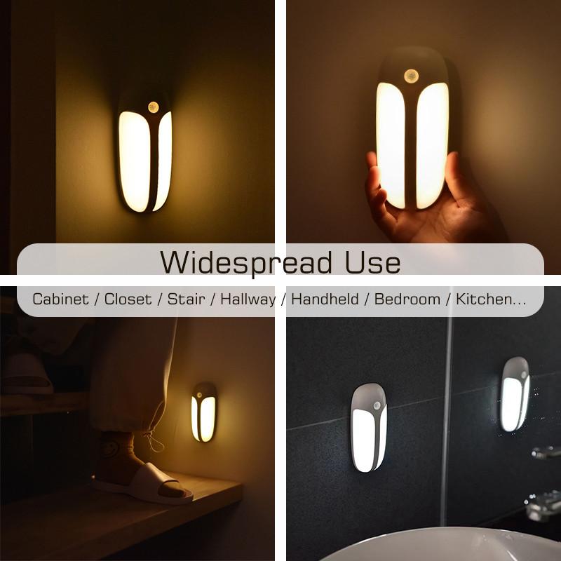 Wireless LED Motion Sensor Light USB Rechargeable Night Light Magnetic Sensing Wall Lamp for Bedroom Cabinet Closet Hallway