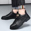 Mens Casual Leather Shoes 2026 Trendy British Style Round Toe Low Cut Soft Sole