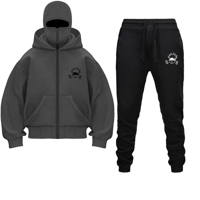 

Комплект толстовок в стиле аниме «Jujutsu Kaisen», интегрированная двухслойная теплая ветрозащитная толстовка на молнии с капюшоном, винтажная толстовка 2000 года, уличная одежда XL