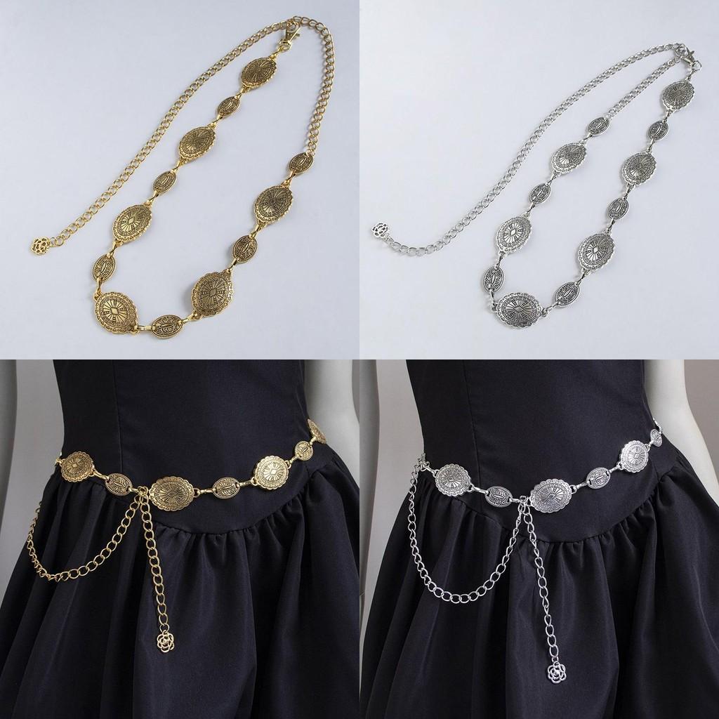 Bohemian Waist Chain Vintage Embossed Metal Pendant For Women Summer Fashion Accessory