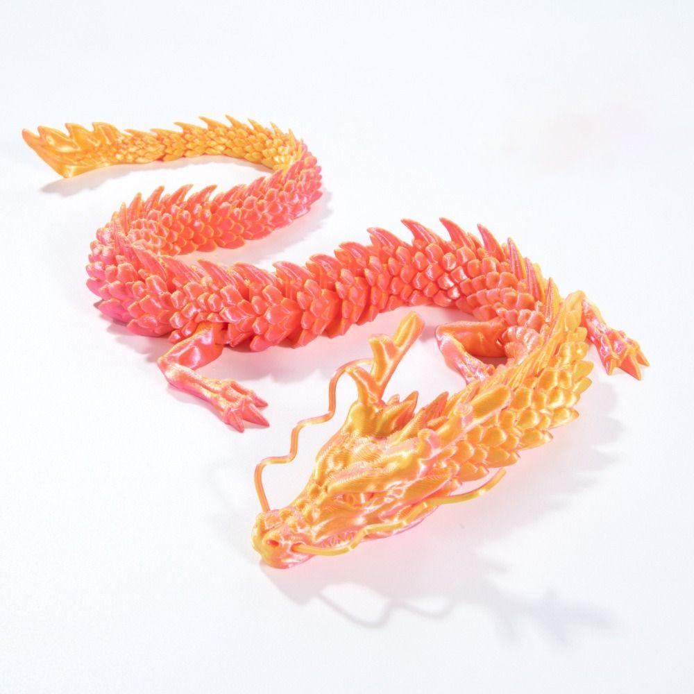 30/45cm 3D Printed Dragon Toy Multicolor Articulated Chinese Dragon  Desktop Ornament