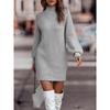 Fall Winter New Women's Turtleneck Long Sleeve Knit Sweater Dress, European American Style Casual Outerwear