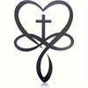 Iron Heart Cross Wall Art Black Metal Love Faith Sign Home Decor Unique Wedding Gift Couple Bedroom Living Room Inspirational Sculpture