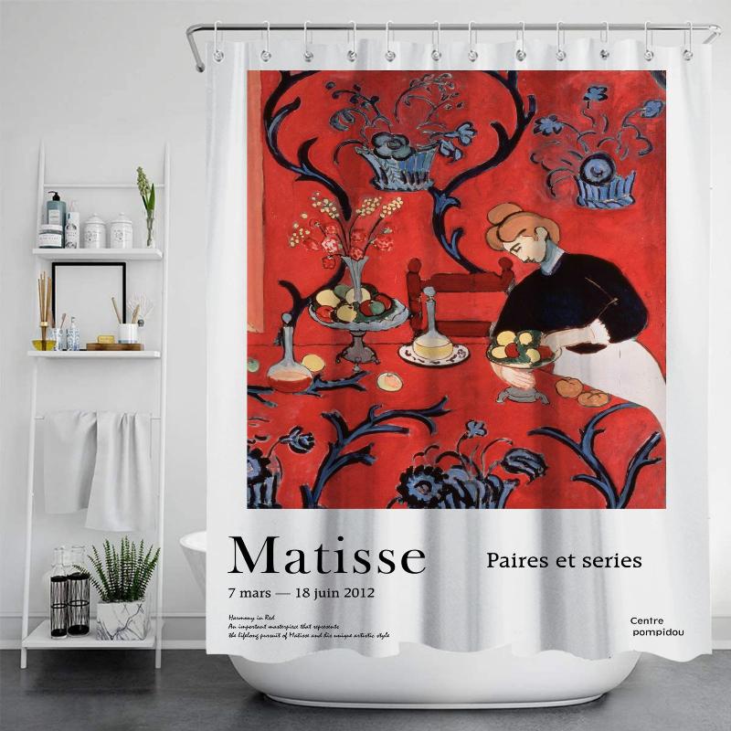 Famous Painting Waterproof And Mildew Proof Shower Curtainnordic Style Shower Curtain Set Hook Home Decoration Bathroom Curtains