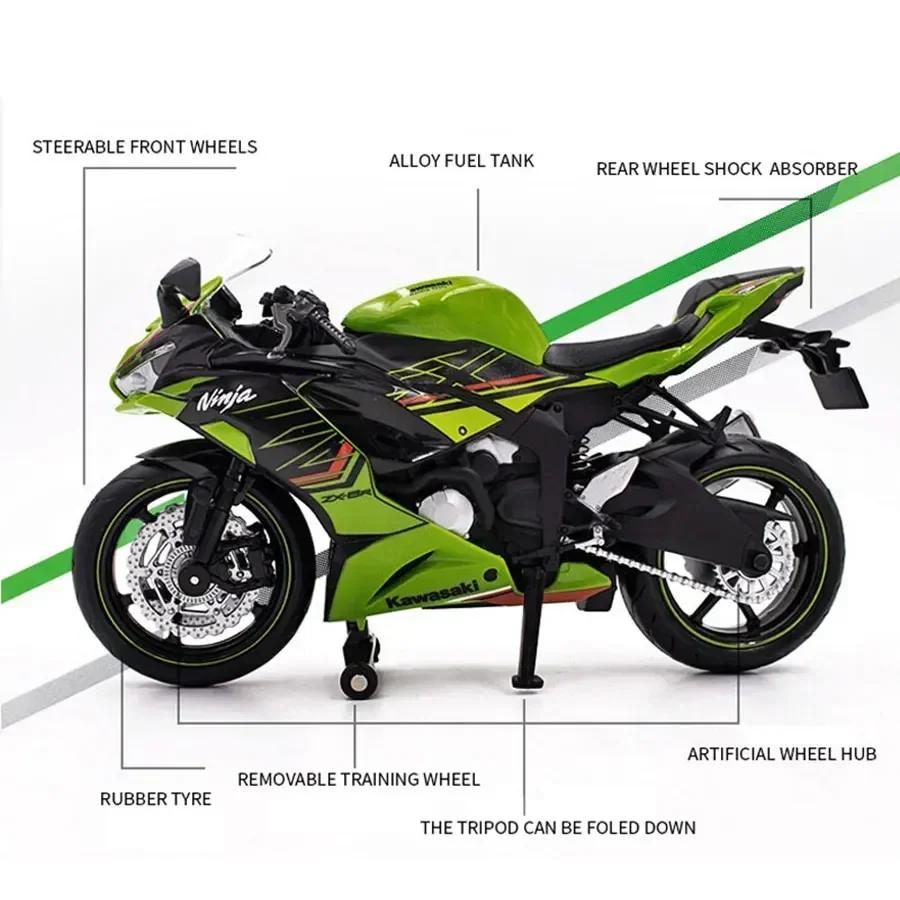 2025 Kawasaki Ninja ZX-6R Cross-country Motorcycle Model Alloy Racing Simulation Metal Street Motorcycle Model Gift For Children