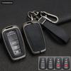 Zinc Alloy + Leather Car Key Case for Toyota Corolla Hybrid 2021 Rav4 Land Cruiser Prado Camry Highlander Prius C-HR 2018+