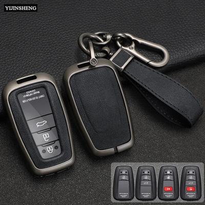 Zinc Alloy + Leather Car Key Case for Toyota Corolla Hybrid 2021 Rav4 Land Cruiser Prado Camry Highlander Prius C-HR 2018+