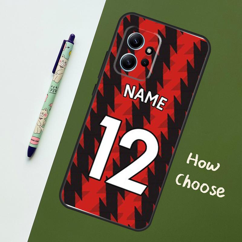 Custom Number Football Name Case For Xiaomi Redmi Note 11 12 10 Pro 8 9 Note 12S 11S 9S 10S Redmi 12C 9C 10C 12 Cover