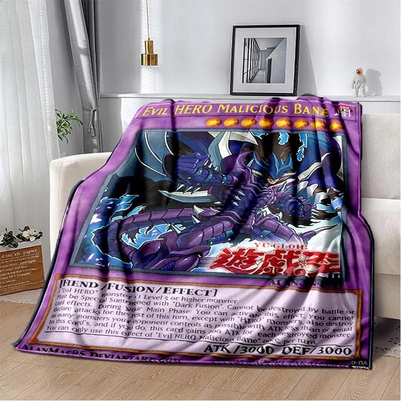 Coperta Calda in Flanella Carta Anime Yu Gi Oh Drago Bianco Occhi Blu Cartone Animato Anime Morbida Coperta in Peluche Copriletto per Camera da Letto Decorazione per la Casa