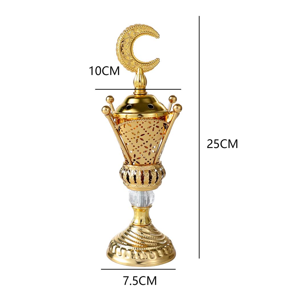 Middle Eastern Golden Charcoal Incense Burner Iron Art Arab Living Room Decoration Crafts Incense Insertion Candlestick