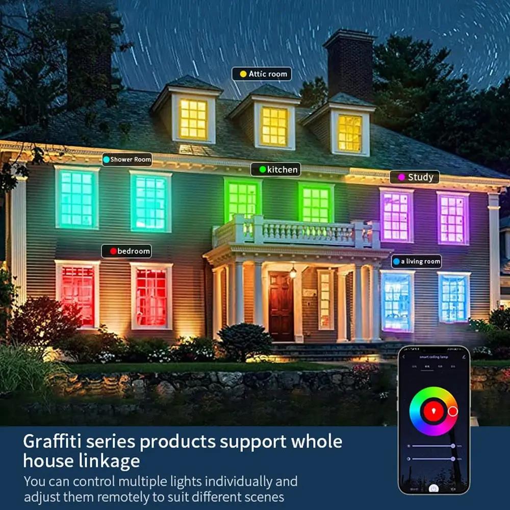 Graffiti Smart WIFI+ Bluetooth RGBCW New APP Floodlight Reflector Colorful Courtyard Atmosphere LED Floodlight Tuya WIFI Control